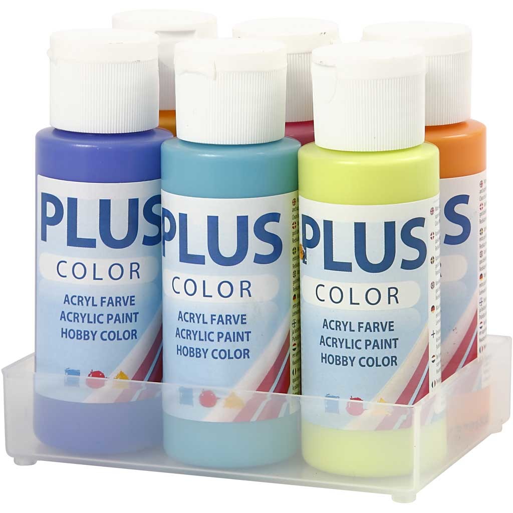 Plus Color Acrylverf, kleurrijk, 6x60 ml/ 1 doos [HOB-39695]