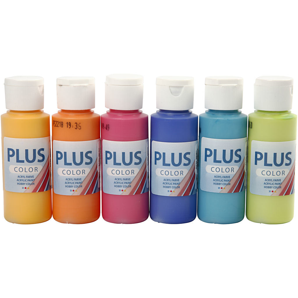 Plus Color Acrylverf, kleurrijk, 6x60 ml/ 1 doos [HOB-39695]