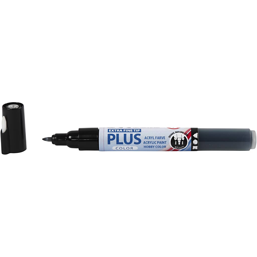 Plus Color Marker, L: 14,5 cm, lijndikte 0,7 mm, zwart, 5,5 ml, 1 stuk [HOB-39942]