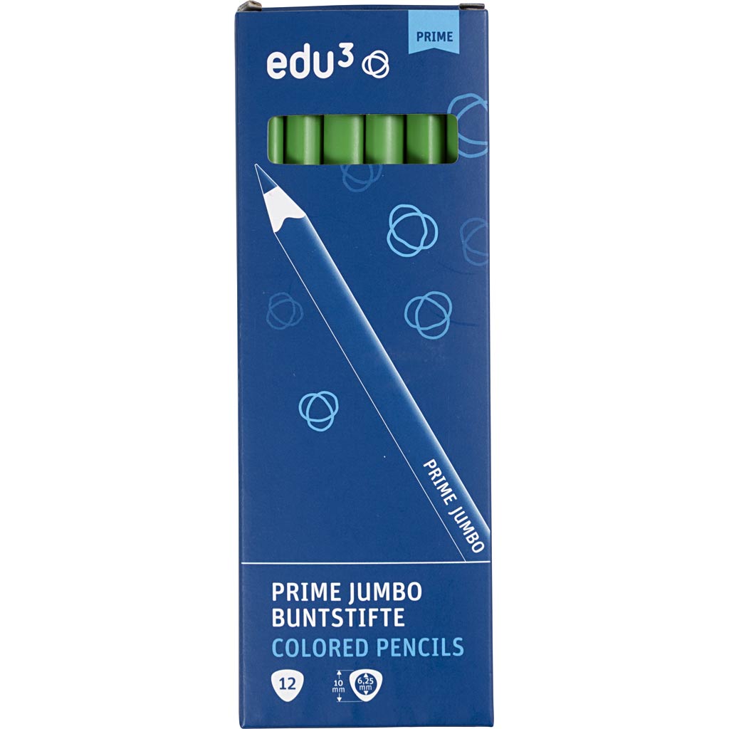 Edu Jumbo Kleurpotlood, dikte 10 mm, vulling 6,25 mm, lichtgroen, 12 stuk/ 1 doos [HOB-408062]