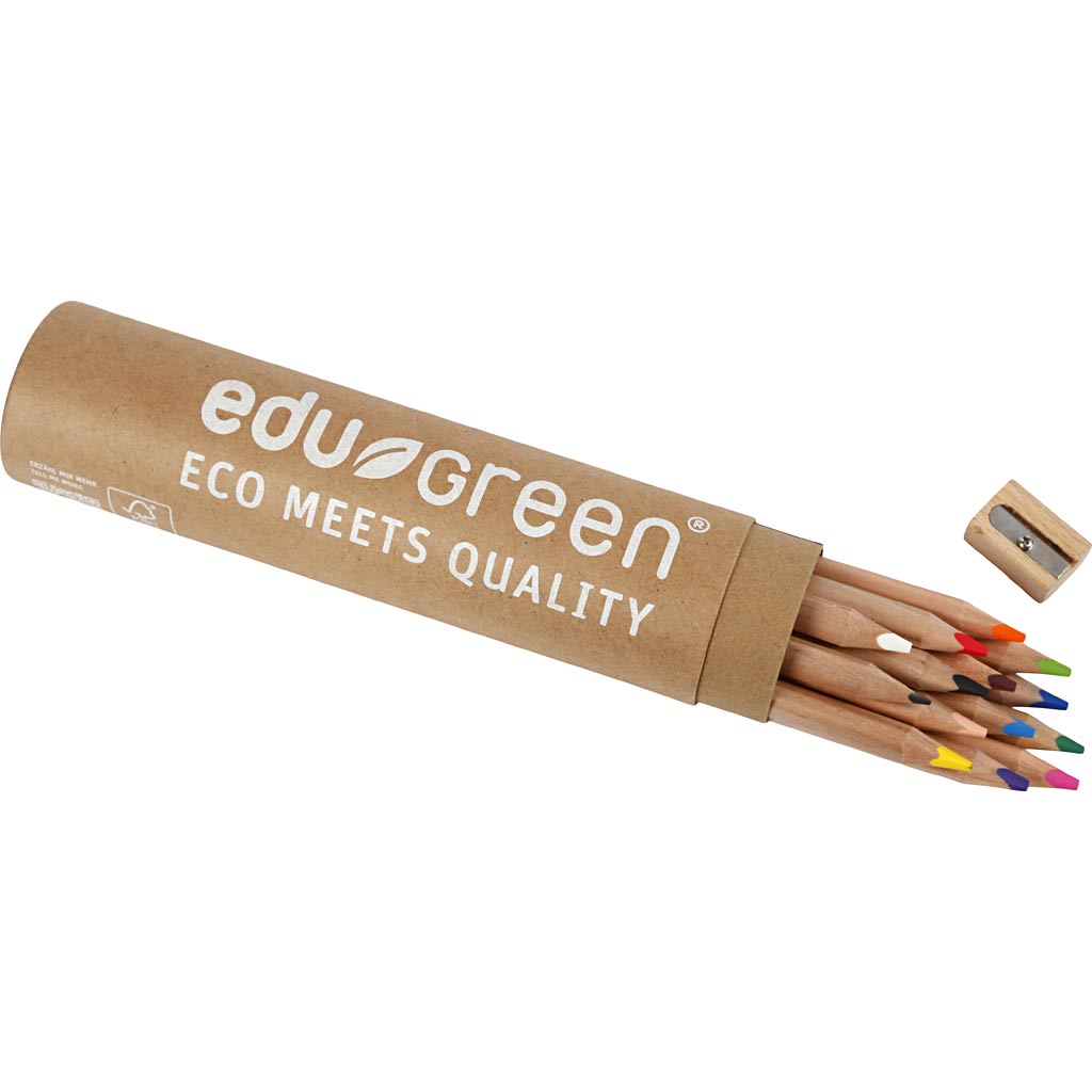 Edugreen Jumbo Kleurpotloden, vulling 5 mm, diverse kleuren, 12 stuk/ 1 doos [HOB-408114]