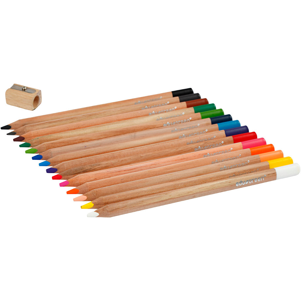 Edugreen Jumbo Kleurpotloden, vulling 5 mm, diverse kleuren, 12 stuk/ 1 doos [HOB-408114]