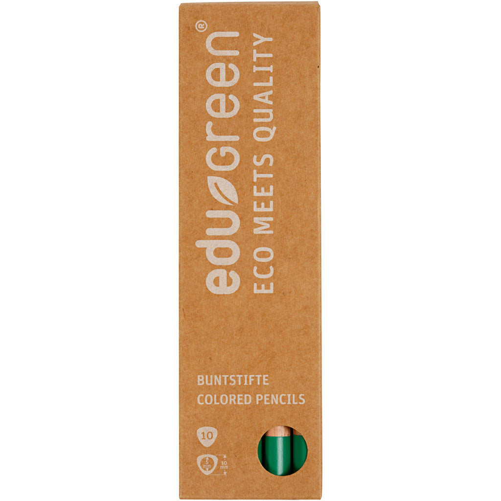 Edugreen Jumbo Kleurpotloden, vulling 5 mm, groen, 10 stuk/ 1 doos [HOB-408264]
