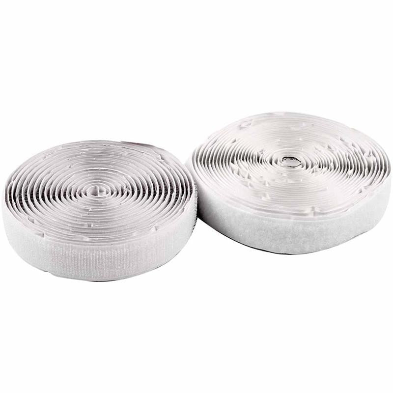 Klitteband haak en lussluiting, zelfklevend, B: 20 mm, wit, 5 m/ 1 rol [HOB-41020]