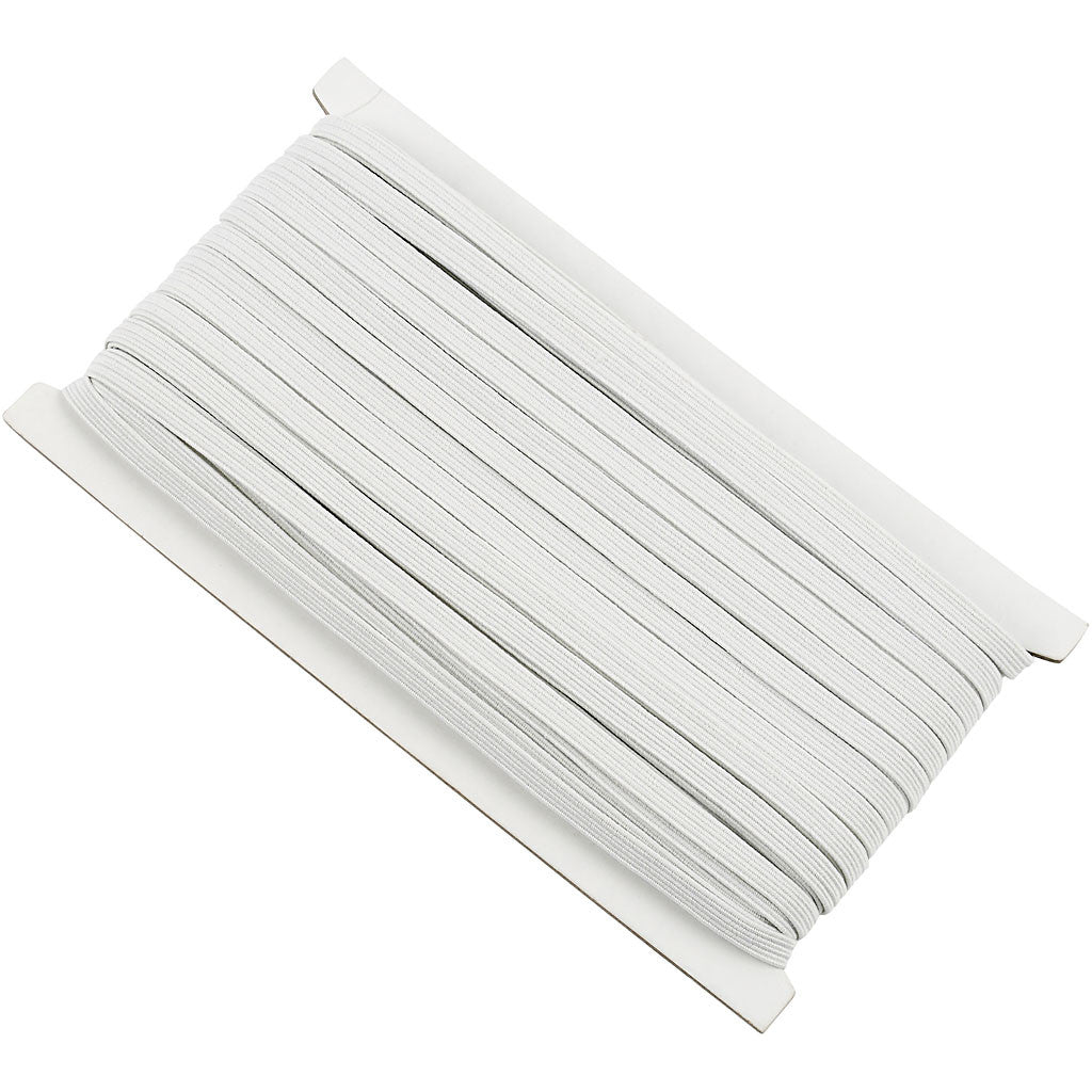 Elastiek, B: 6 mm, wit, 50 m/ 1 rol [HOB-41042]