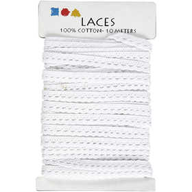 Kanten lint, B: 10 mm, wit, 10 m/ 1 rol [HOB-41092]