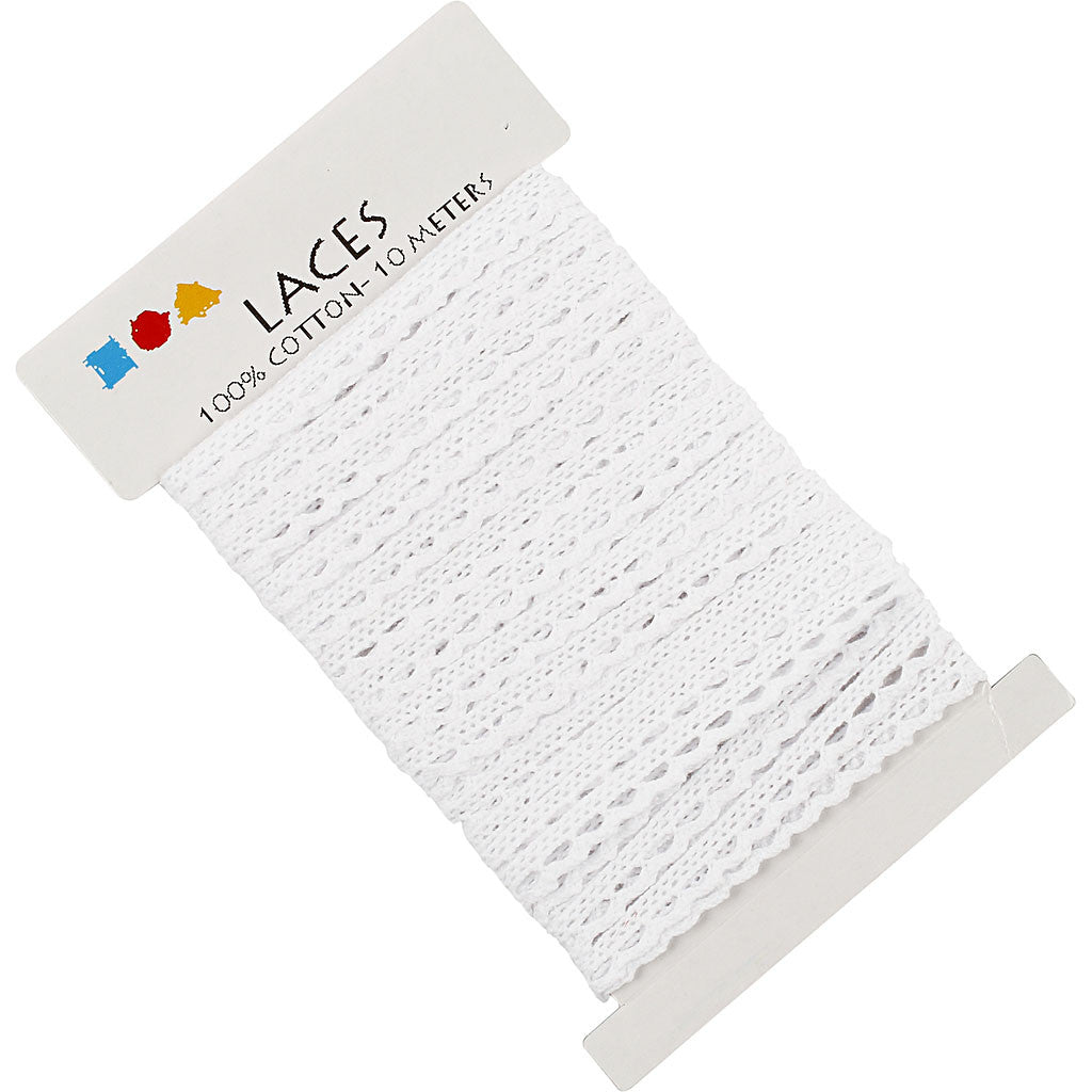 Kanten lint, B: 10 mm, wit, 10 m/ 1 rol [HOB-41092]