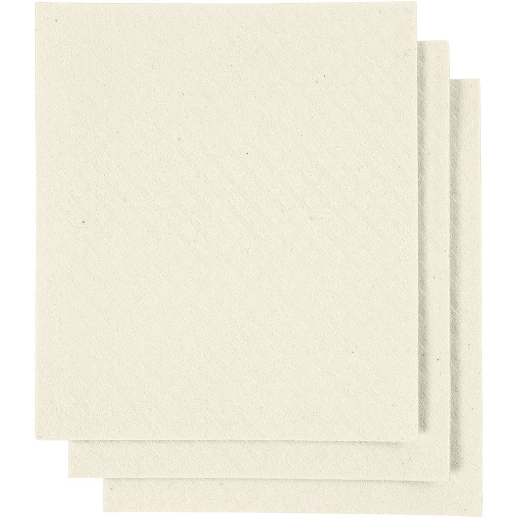 Sponsdoek, afm 17x19,5 cm, off-white, 3 stuk/ 1 doos [HOB-412510]