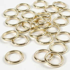 Plastic ring, afm 15 mm, dikte 2 mm, goud, 25 stuk/ 1 doos [HOB-41259]