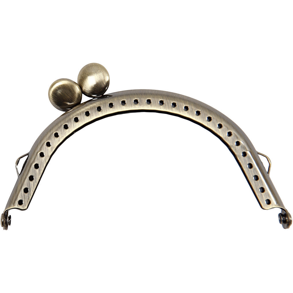 Portemonnee gesp kit, afm 8 cm, geborsteld messing, 1 stuk [HOB-41355]