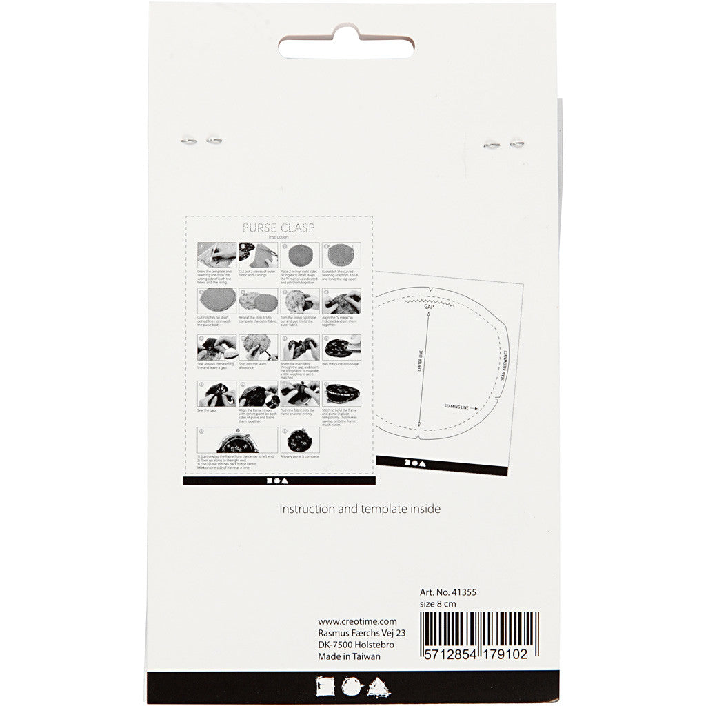 Portemonnee gesp kit, afm 8 cm, geborsteld messing, 1 stuk [HOB-41355]