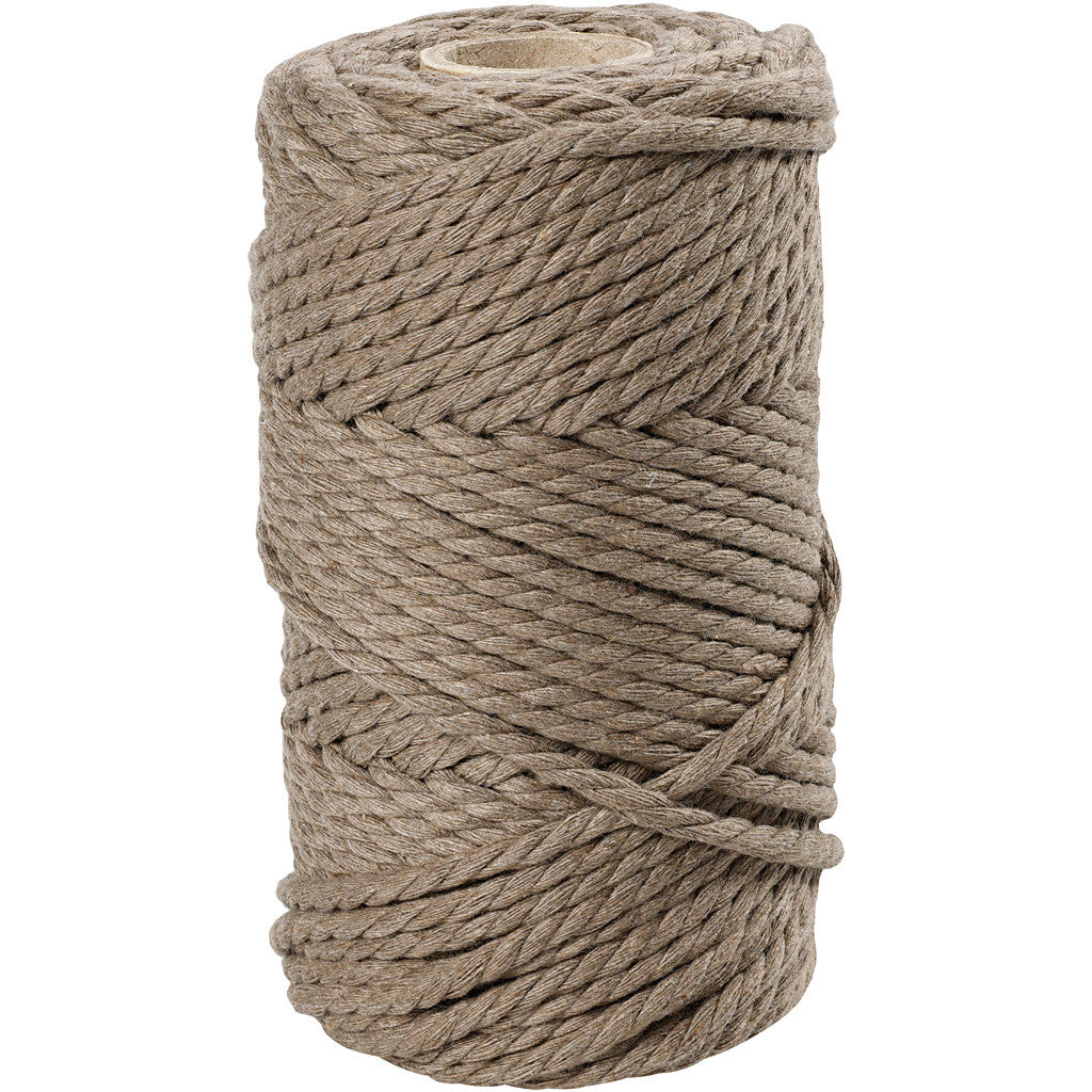 Macramé koord, L: 55 M, d 4 mm, lichtbruin, 330 gr/ 1 rol [HOB-414751]