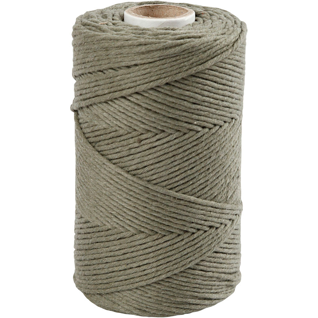Macramé Cord, L: 198 M, dia. 2 mm, moss green, 330 g/ 1 roll