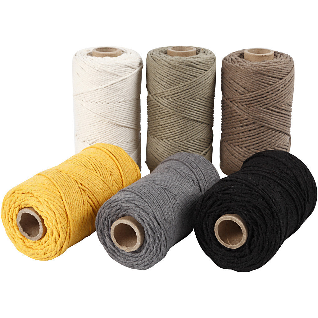 Macramé Koord, L: 198 M, d 2 mm, diverse kleuren, 6x330 gr/ 1 doos [HOB-414766]