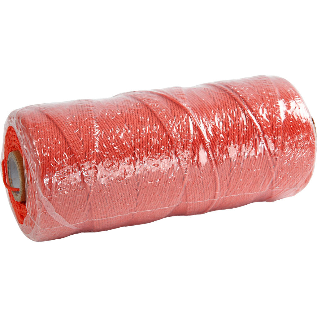 Macramé koord, L: 315 M, dikte 1 mm, Dunne kwaliteit 12/12, oranje, 220 gr/ 1 bol [HOB-41504]