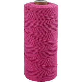 Macramé koord, L: 315 M, dikte 1 mm, Dunne kwaliteit 12/12, roze, 220 gr/ 1 bol [HOB-41508]