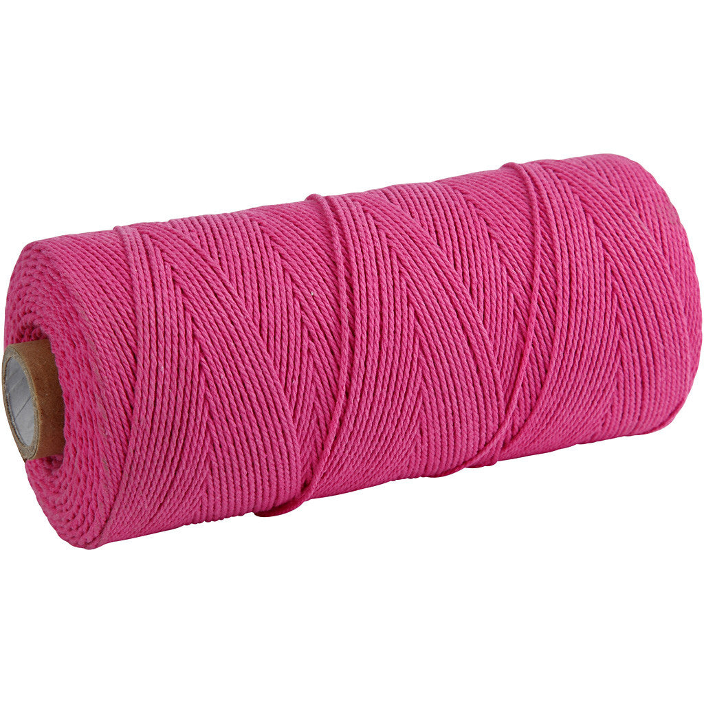 Macramé koord, L: 315 M, dikte 1 mm, Dunne kwaliteit 12/12, roze, 220 gr/ 1 bol [HOB-41508]