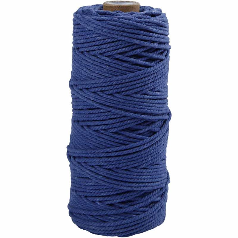 Macramé koord, L: 315 M, dikte 1 mm, Dunne kwaliteit 12/12, blauw, 220 gr/ 1 bol [HOB-41512]