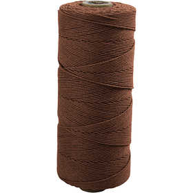 Macramé koord, L: 315 M, dikte 1 mm, Dunne kwaliteit 12/12, bruin, 220 gr/ 1 bol [HOB-41518]