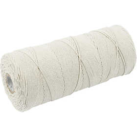 Macramé koord, L: 315 M, dikte 1 mm, Dunne kwaliteit 12/12, licht naturel, 220 gr/ 1 bol [HOB-41572]