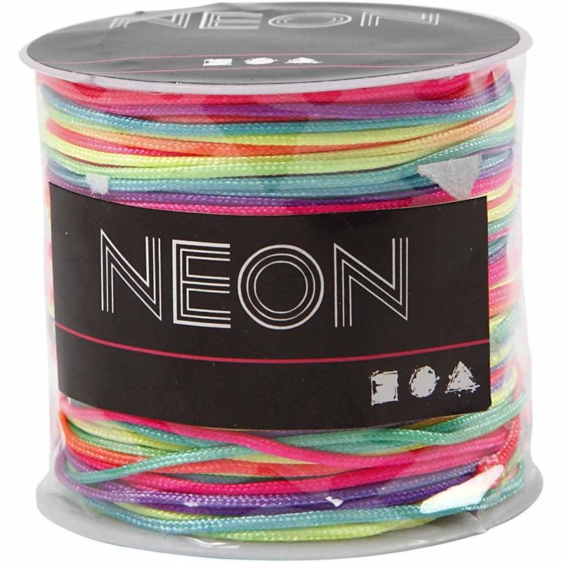 Macramé koord, dikte 1 mm, neon kleuren, 28 m/ 1 rol [HOB-41723]