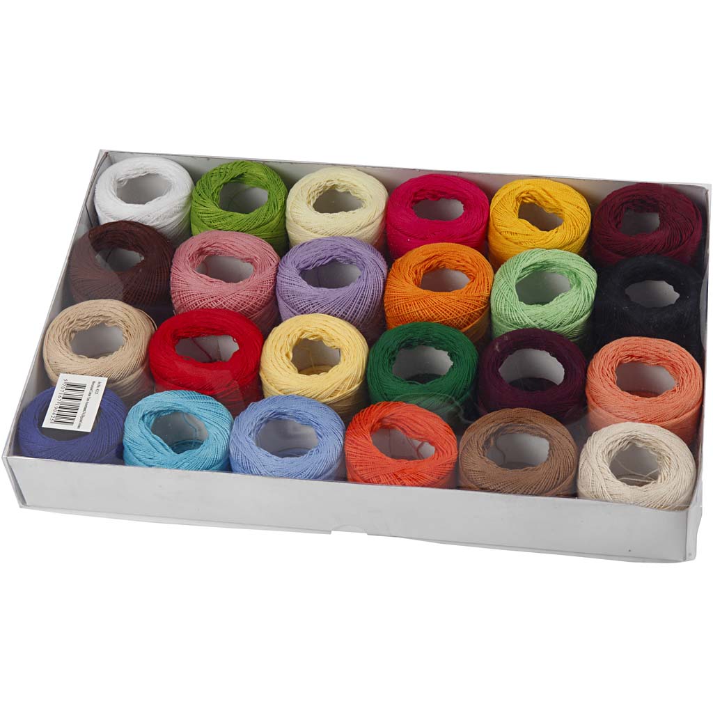 Mercerised Katoengaren, diverse kleuren, 24x20 gr/ 1 doos [HOB-42125]