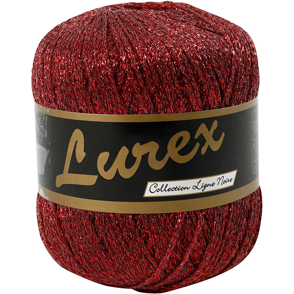Lurex Glitter Garen, L: 160 M, rood, 25 gr/ 1 bol [HOB-421471]