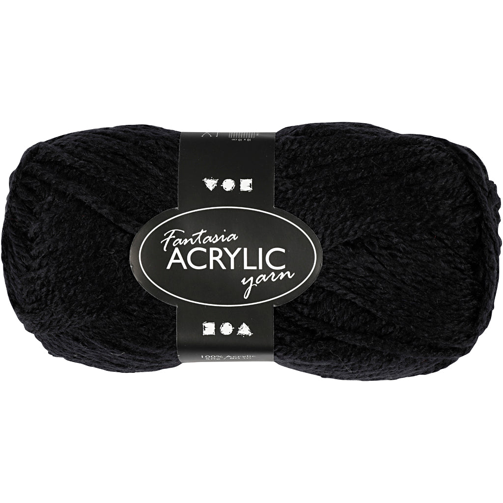 Fantasia Acrylic Yarn, L: 80 M, black, 50 g/ 1 ball