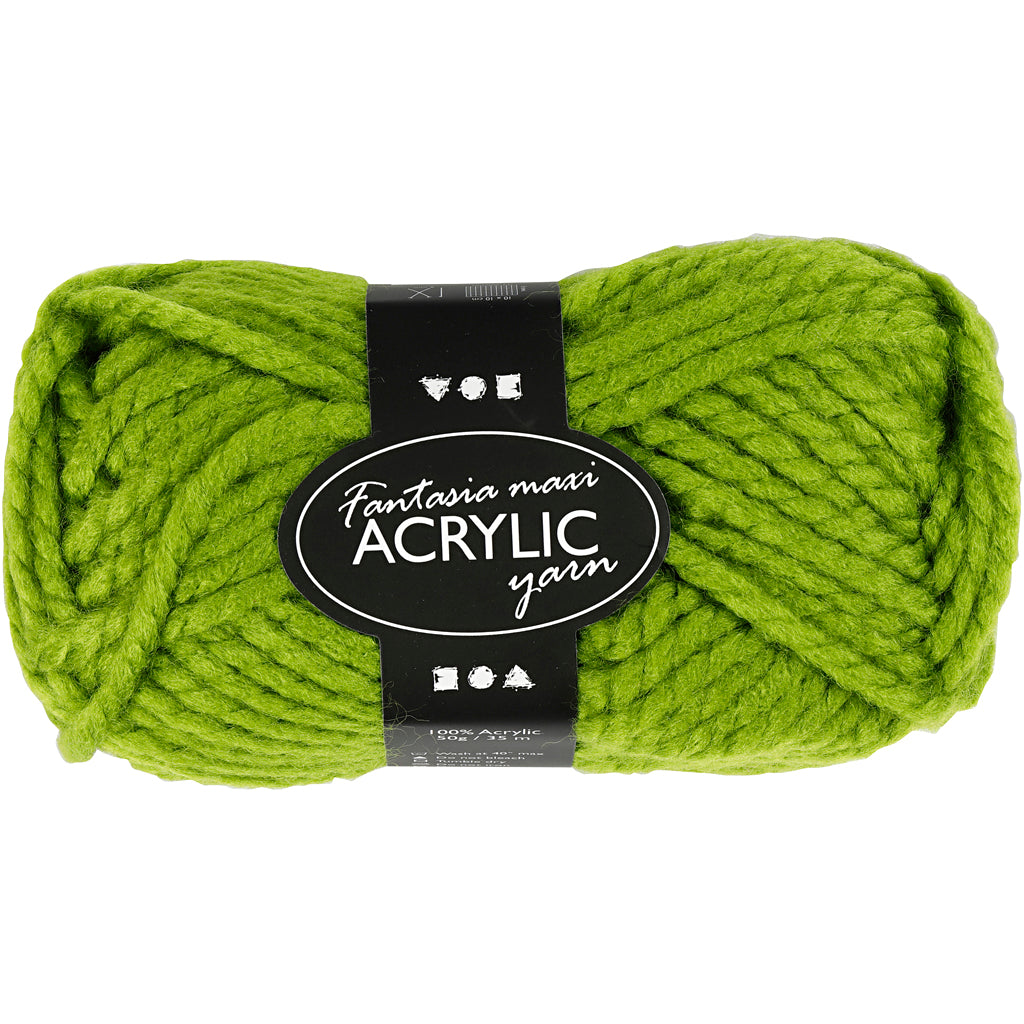 Fantasia Acrylic Yarn, L: 35 M, Maxi, green, 50 g/ 1 ball
