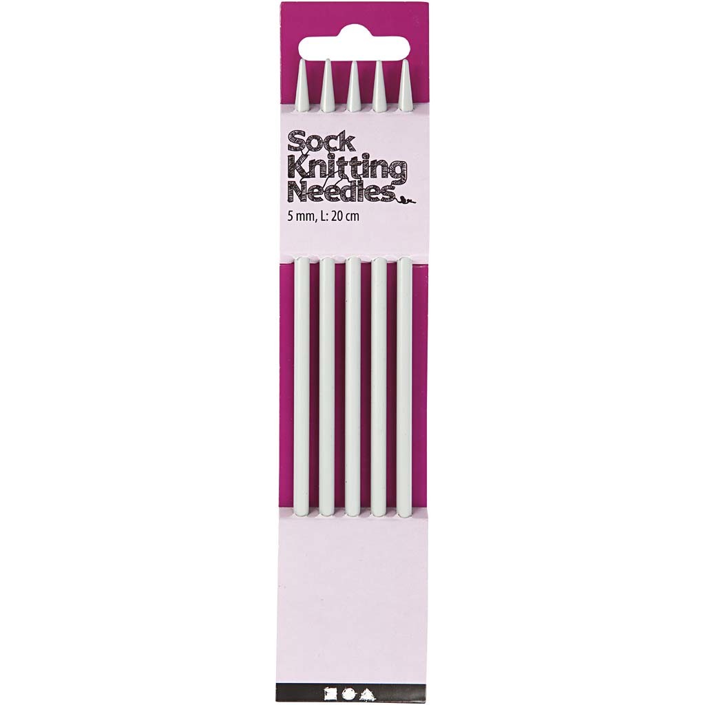 Sokken breinaalden, L: 20 cm, afm 5 mm, 1 set [HOB-42243]