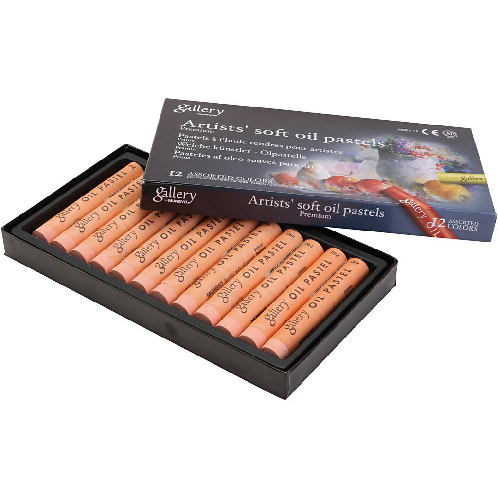 Gallery Oil Pastel, L: 7 cm, dia. 11 mm, thickness 11 mm, salmon, 12 pc