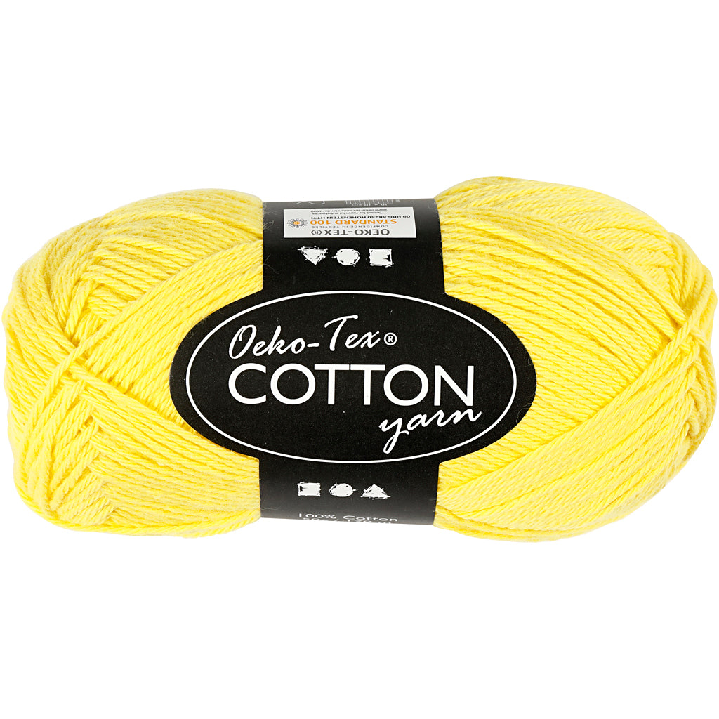 Cotton Yarn, no. 8/4, L: 170 M, needle 3-3,5, yellow, 50 g/ 1 ball