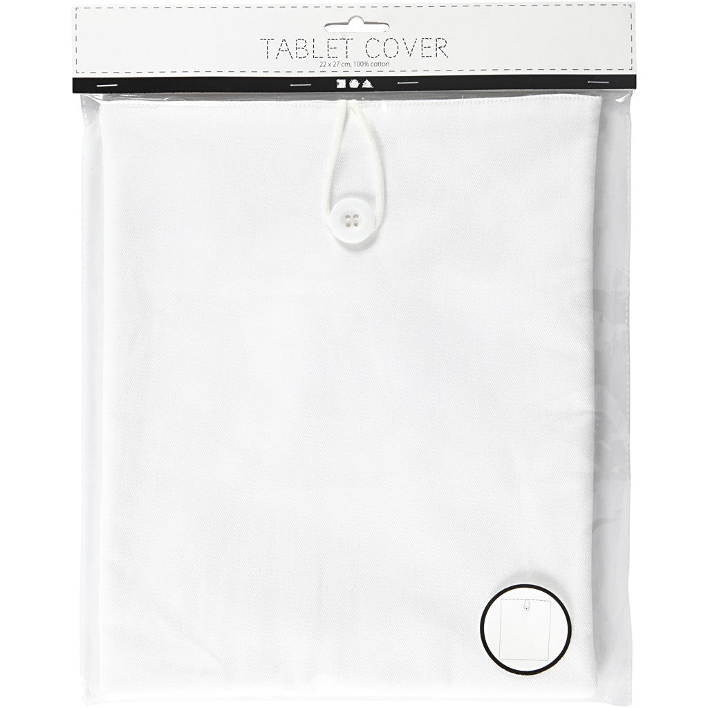 Tablet hoes, afm 22x27 cm, wit, 1 stuk [HOB-44556]