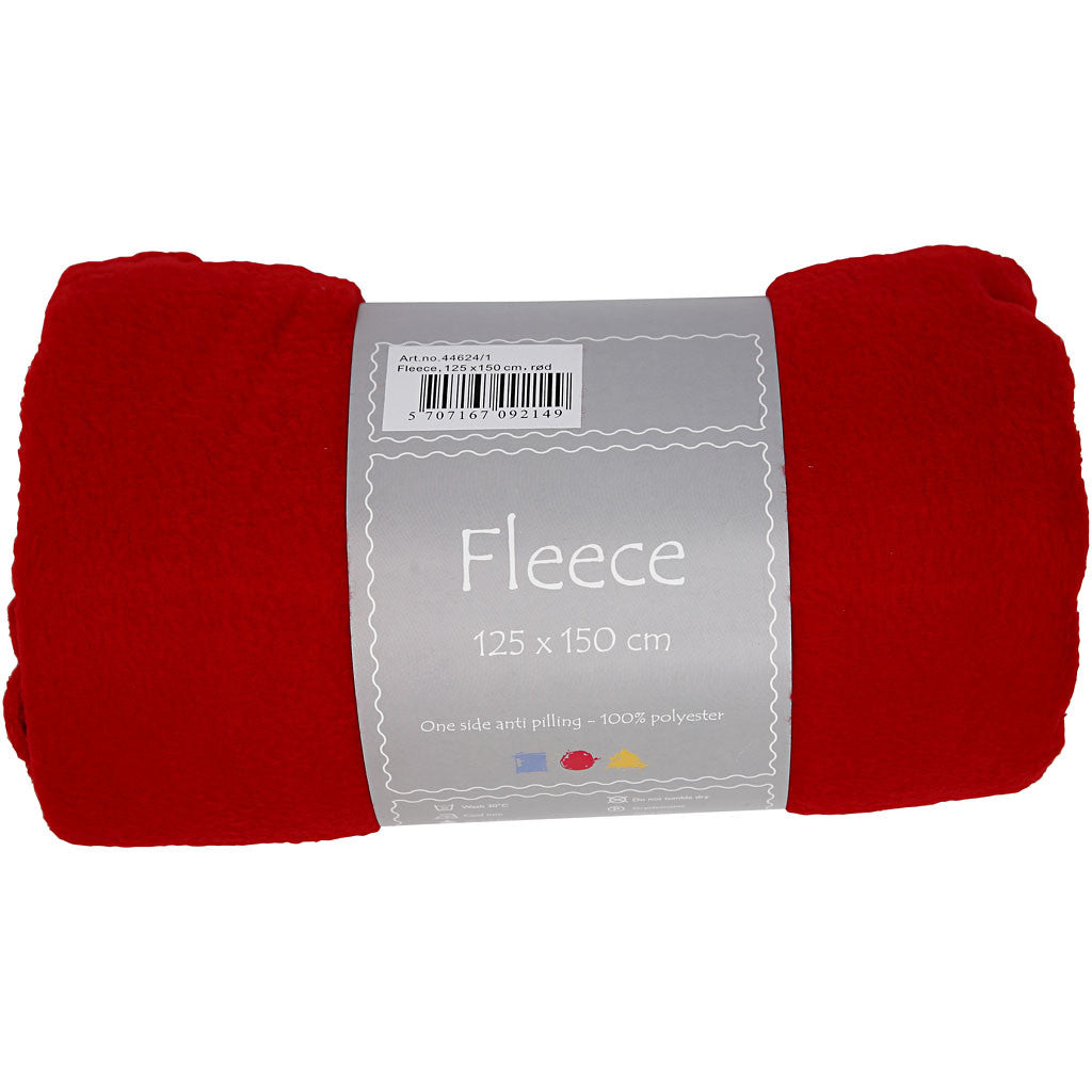 Fleece, L: 125 cm, B: 150 cm, 200 gr, rood, 1 stuk [HOB-44624]