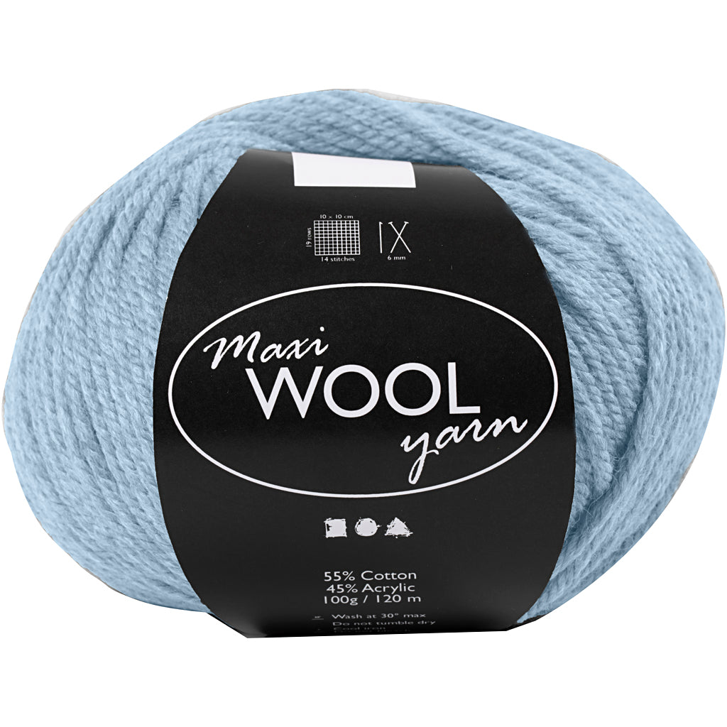 Wool Yarn, L: 125 M, dusty blue, 100 g/ 1 ball