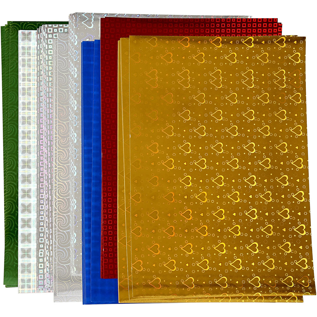 Holografisch papier, A4, vel 210x297 mm, 120 gr, 8 div vellen/ 1 doos [HOB-449470]