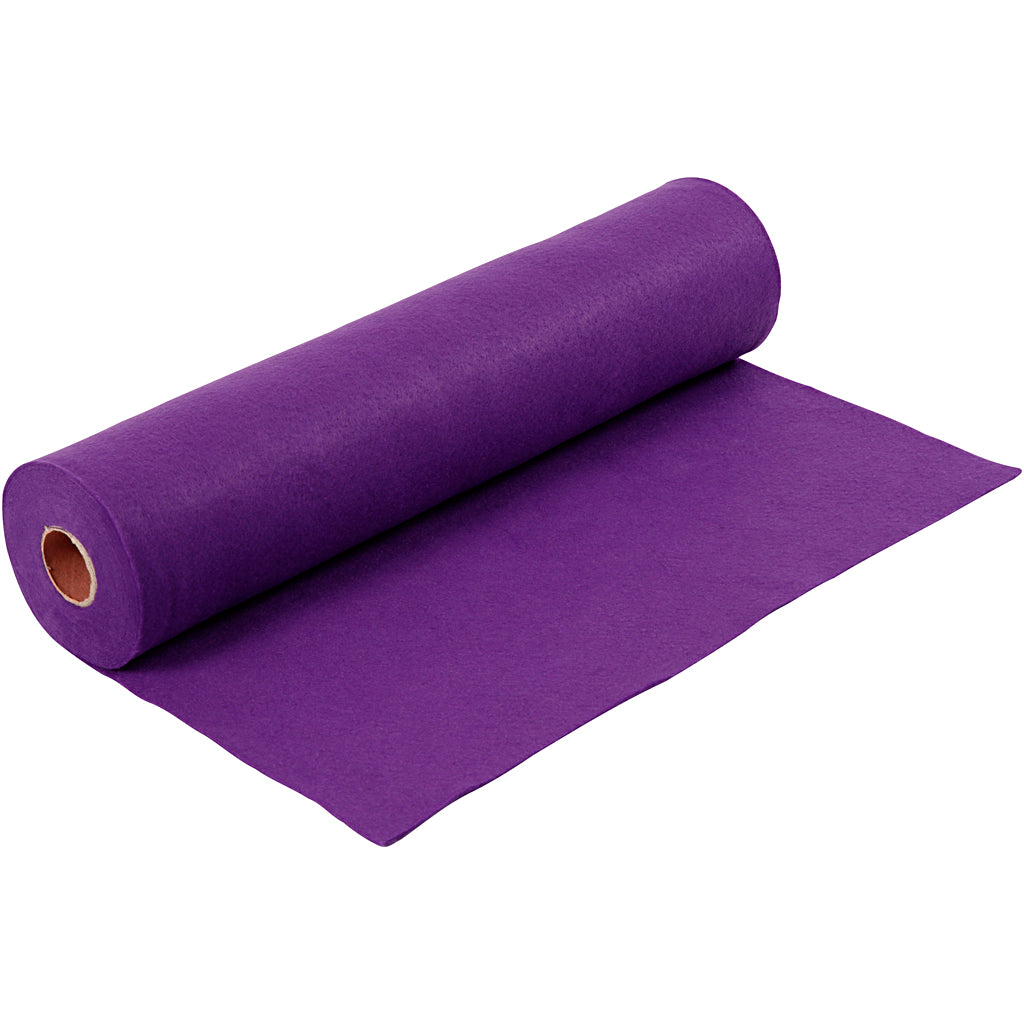 Craft felt, W: 45 cm, thickness 1,5-2 mm, 180-200 g, purple, 5 m/ 1 roll