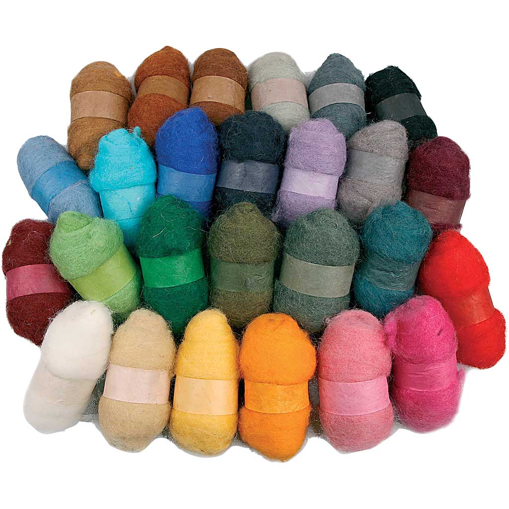 Carded Wool, assorted colours, 26x25 g