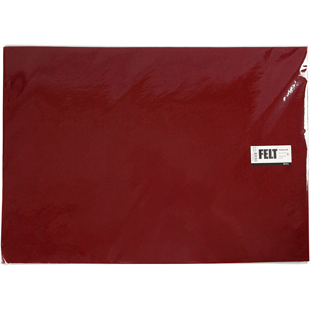 Hobbyvilt, vel 42x60 cm, dikte 3 mm, antiek rood, 1 vel [HOB-45234]
