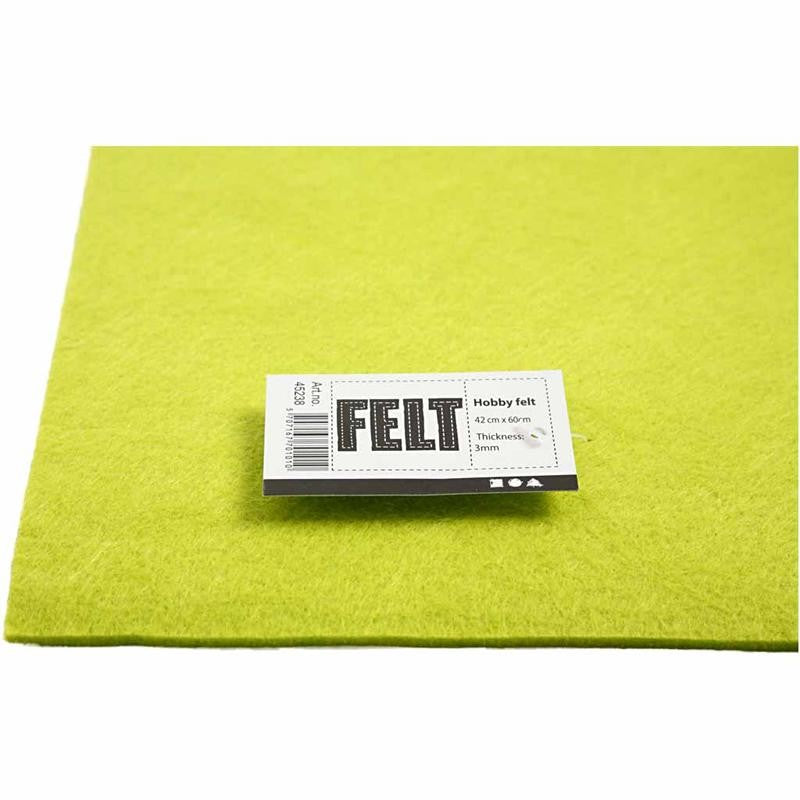 Hobbyvilt, vel 42x60 cm, dikte 3 mm, lichtgroen, 1 vel [HOB-45238]