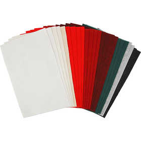 Hobbyvilt, vel 20x30 cm, dikte 1,5-2 mm, 180-200 gr, diverse kleuren, 24 div vellen/ 1 doos [HOB-45296]