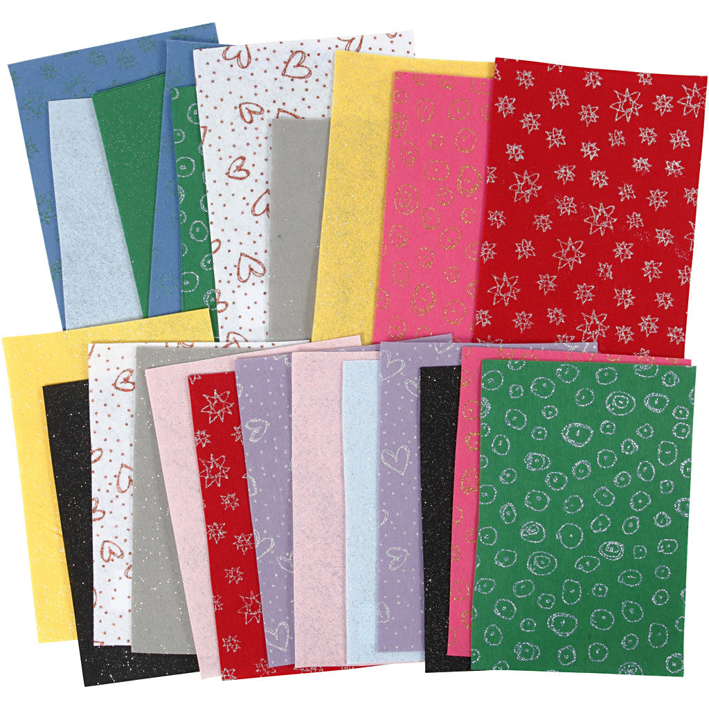 Hobbyvilt, vel 21x30 cm, dikte 1,5-2 mm, Inhoud kan variëren , diverse kleuren, 24 vel/ 1 doos [HOB-45394]