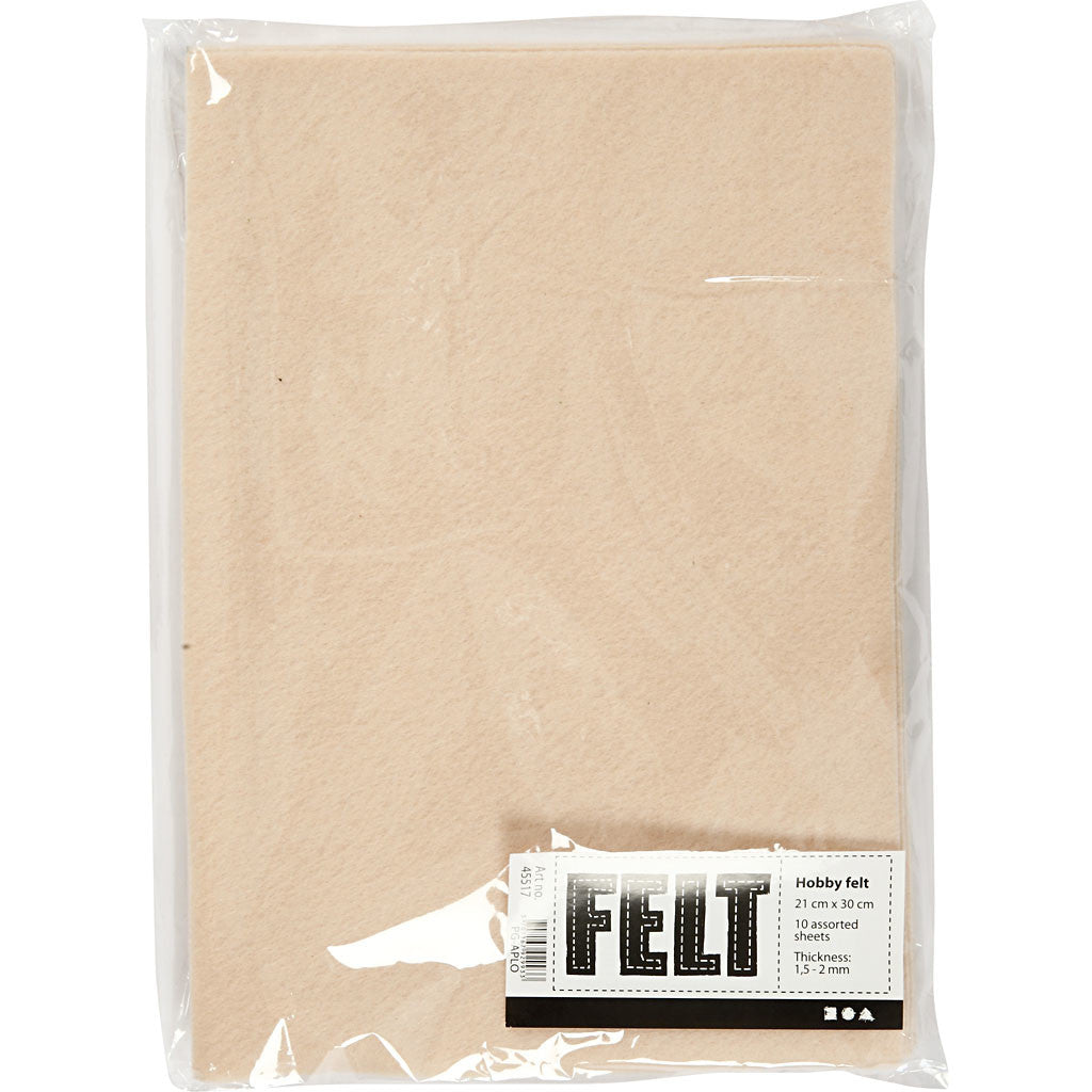 Hobbyvilt, A4, vel 210x297 mm, dikte 1,5-2 mm, licht beige, 10 vel/ 1 doos [HOB-45517]