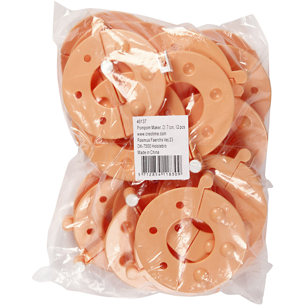 Pom pom maker, d 7 cm, 12 stuk/ 1 doos [HOB-46137]