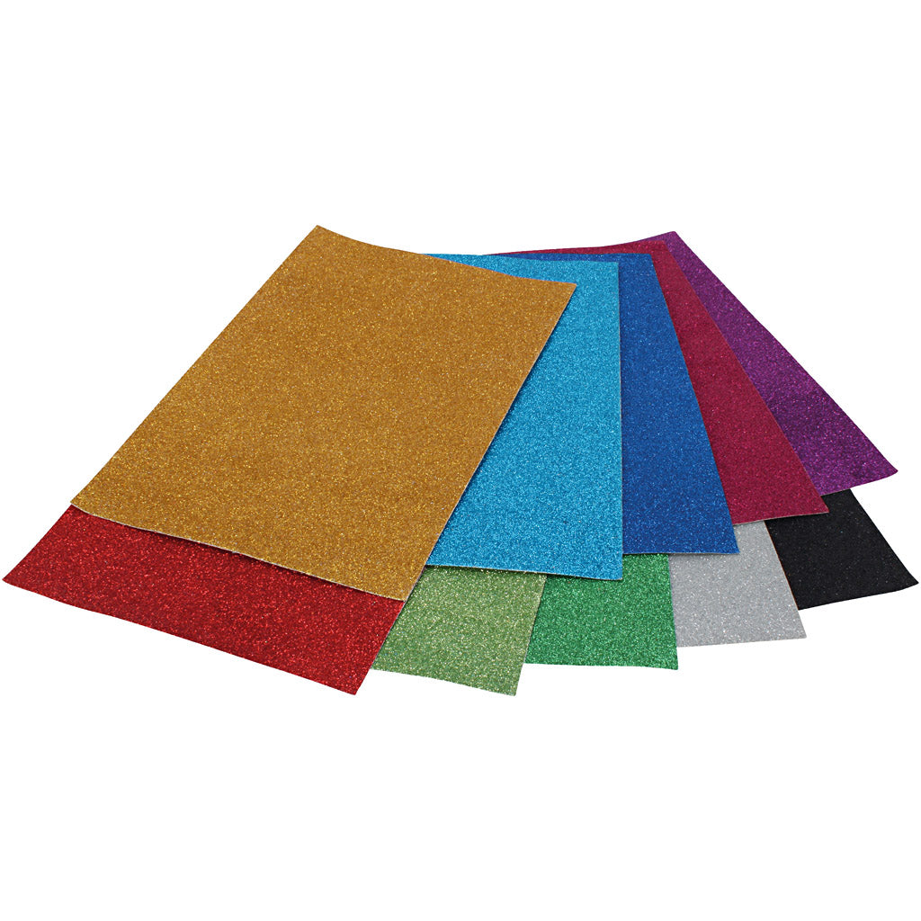 Glitterkarton, A4, kleuren kan variëren , 250 gr, 10 vel/ 1 doos [HOB-2304600]