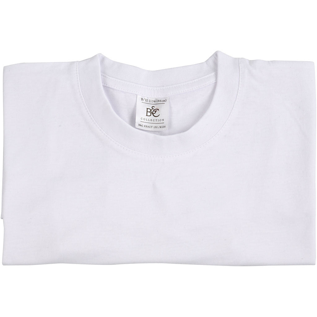 T-shirts, B: 42 cm, afm 9-11 jaar, ronde hals, 145 gr, wit, 1 stuk [HOB-47207]