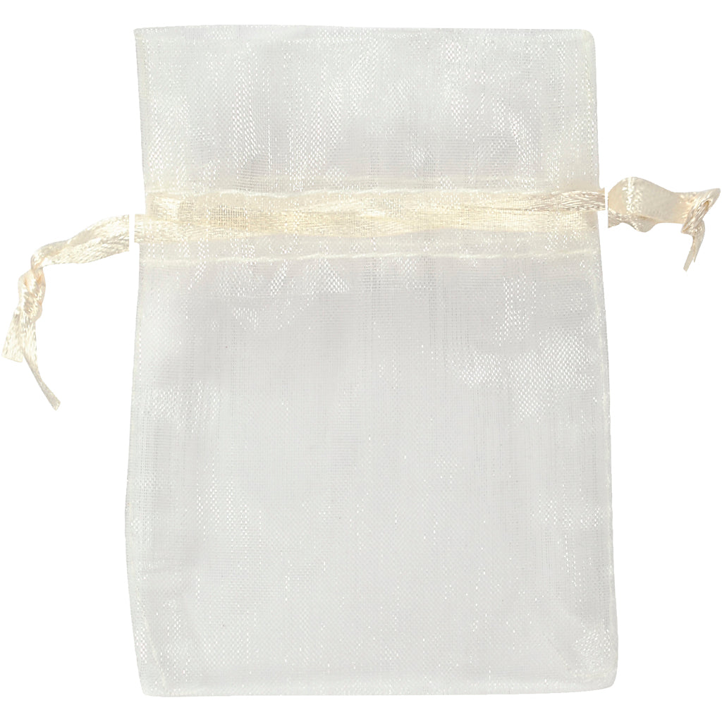 Organza Bags, size 7x10 cm, off-white, 10 pc