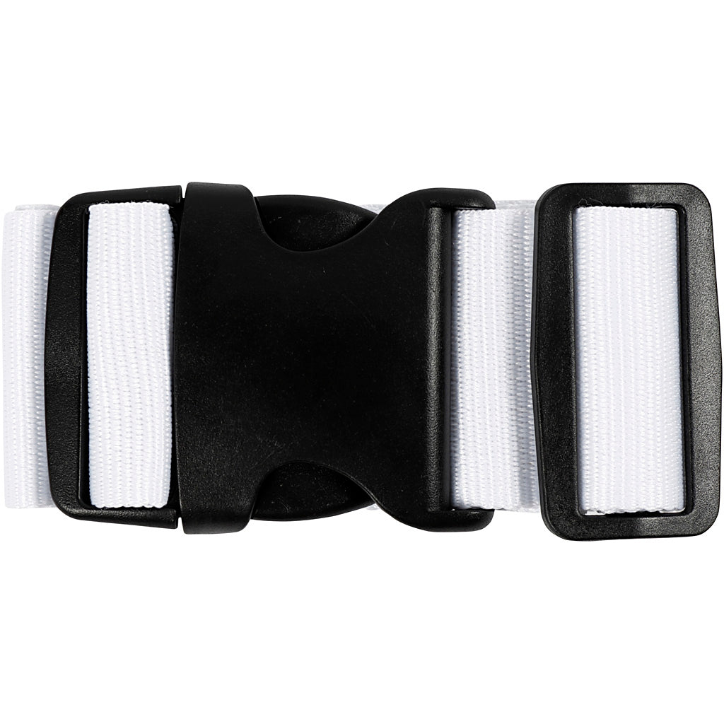 Bagageriem, B: 5 cm, afm 92-164 cm, wit, 1 stuk [HOB-474371]