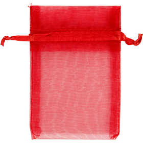 Organza zakjes, afm 7x10 cm, rood, 10 stuk/ 1 doos [HOB-4743903]