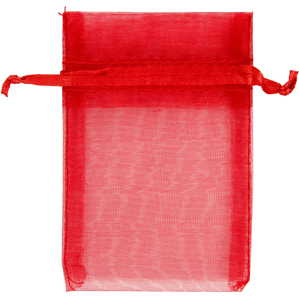 Organza zakjes, afm 7x10 cm, rood, 10 stuk/ 1 doos [HOB-4743903]